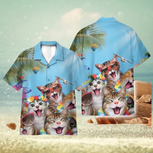 Cats Summer Beach Funny 3D Hawaiian Shirt Holiday Gift