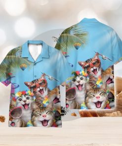 Cats Summer Beach Funny 3D Hawaiian Shirt Holiday Gift