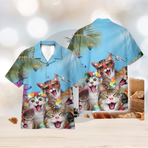 Cats Summer Beach Funny 3D Hawaiian Shirt Holiday Gift