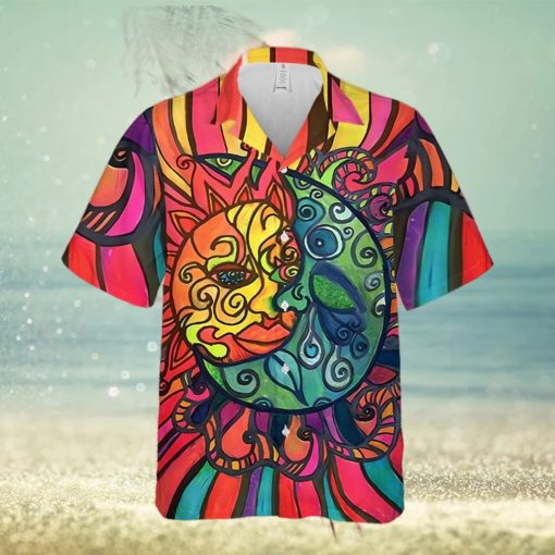 Celestial Sun Moon Hippie 3D Full Print Hawaiian Unisex Shirt