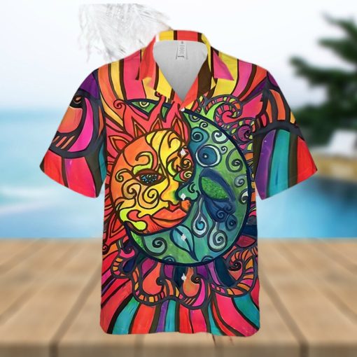 Celestial Sun Moon Hippie 3D Full Print Hawaiian Unisex Shirt