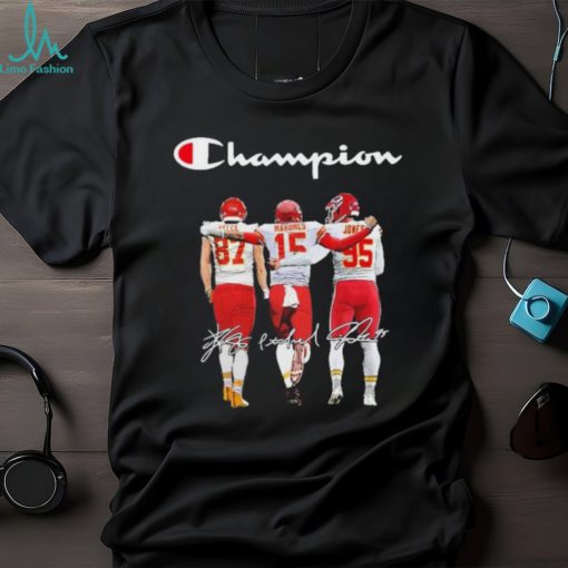 Champion Chris Jones Travis Kelce And Patrick Mahomes Kansas City Chiefs Signatures Shirt