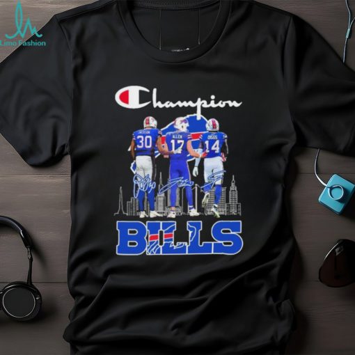 Champion Josh Allen Dane Jackson And Stefon Diggs Buffalo Bills Signatures Shirt