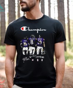 Champion Marquise Brown Lamar Jackson And Mark Andrews Baltimore Ravens Signatures Shirt