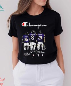 Champion Marquise Brown Lamar Jackson And Mark Andrews Baltimore Ravens Signatures Shirt