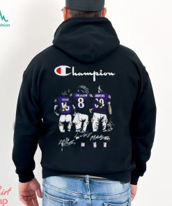 Champion Marquise Brown Lamar Jackson And Mark Andrews Baltimore Ravens Signatures Shirt