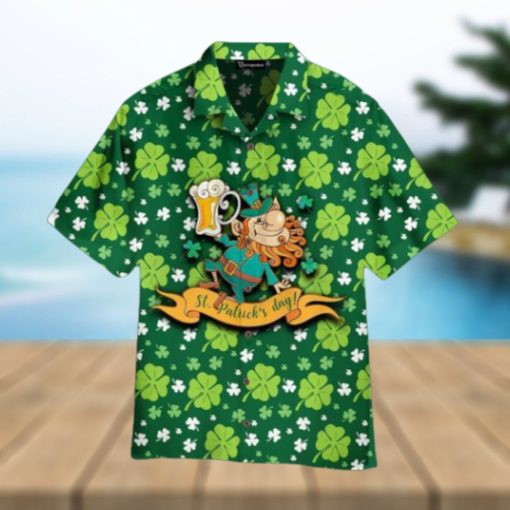 Cheerful Leprechaun With Beer For St. Patrick’s Day Hawaiian Shirt Aloha For Men And Women