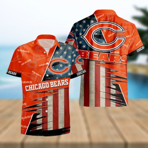 Chicago Bears American Flag Hawaiian Shirt 3D