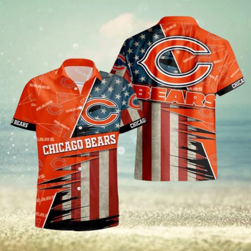 Chicago Bears American Flag Hawaiian Shirt 3D