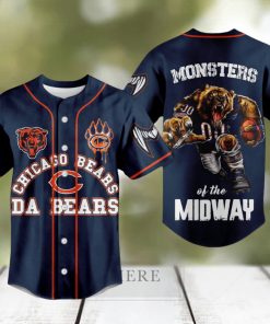 Chicago Bears Da Bears Monsters Of The Midway Blue Design Baseball Jersey