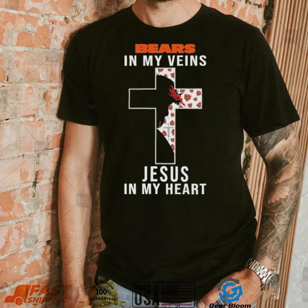 Chicago Bears NFL In My Veins Jesus In My Heart Cross 2024 T Shirt Chicago Bears NFL In My Veins Jesus In My Heart Cross 2024 T Shirt