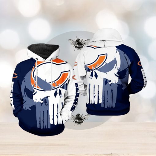 Chicago Bears NFL Team Skull 3D Printed Hoodie