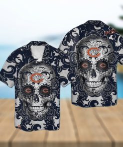 Chicago Bears Sugarskull Short Sleeve Tropical Hawaiian Shirt Flair