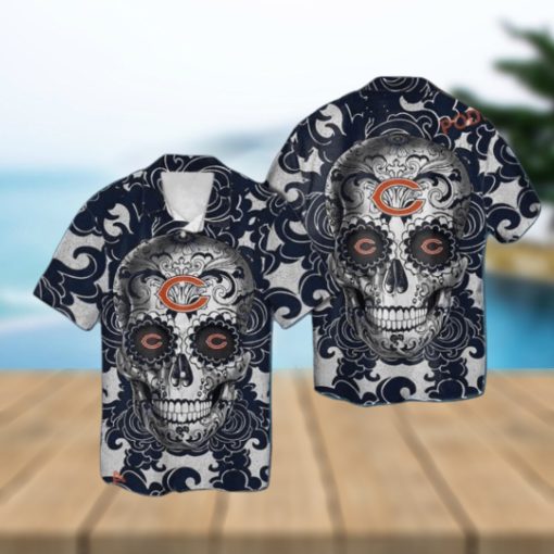 Chicago Bears Sugarskull Short Sleeve Tropical Hawaiian Shirt Flair