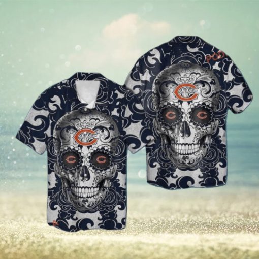 Chicago Bears Sugarskull Short Sleeve Tropical Hawaiian Shirt Flair