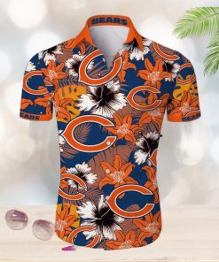 Chicago Bears Tropical Flower Short Sleeve Hawaiian Shirt Gift For Fans NFL