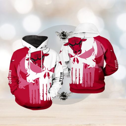 Chicago Bulls NBA Team Skull 3D Printed Hoodie
