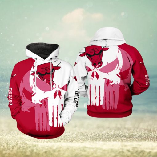 Chicago Bulls NBA Team Skull 3D Printed Hoodie