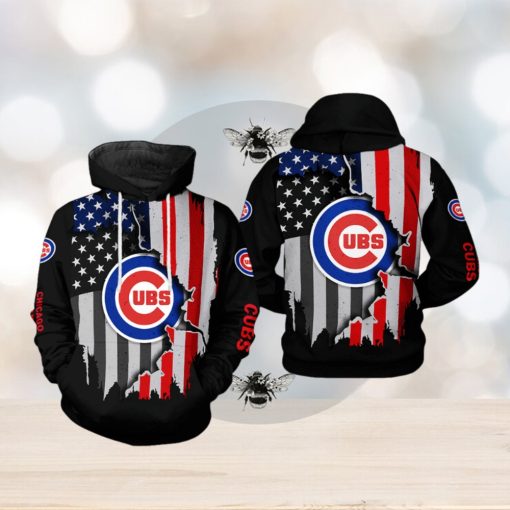 Chicago Cubs MLB US Flag 3D Printed Hoodie