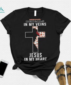 Cincinnati Bengals NFL In My Veins Jesus In My Heart Cross 2024 T Shirt