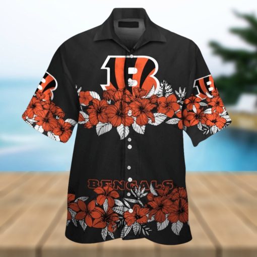 Cincinnati Bengals Short Sleeve Button Up Tropical Hawaiian Shirt VER010