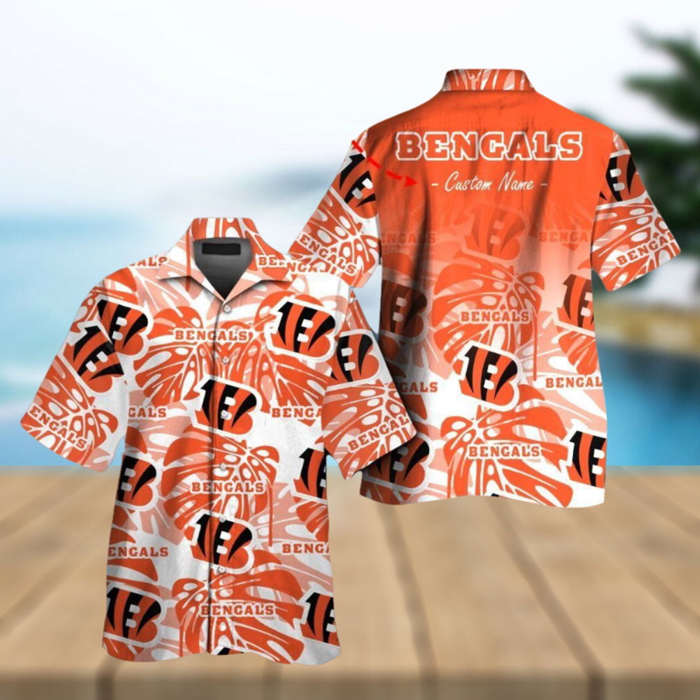 Cincinnati Bengals Short Sleeve Button Up Tropical Hawaiian Shirt VER011 Cincinnati Bengals Short Sleeve Button Up Tropical Hawaiian Shirt VER011