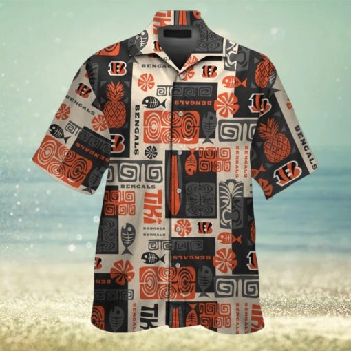 Cincinnati Bengals Short Sleeve Button Up Tropical Hawaiian Shirt VER026