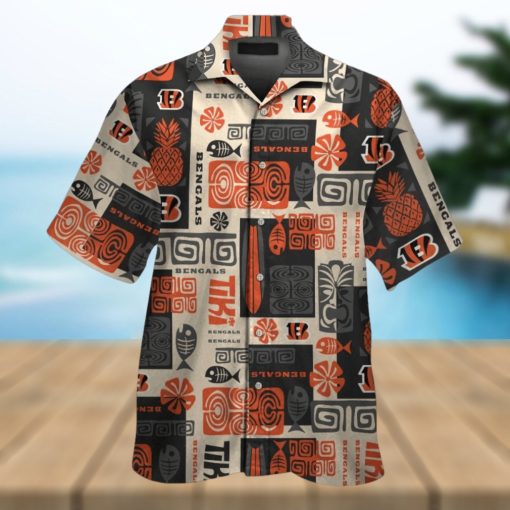 Cincinnati Bengals Short Sleeve Button Up Tropical Hawaiian Shirt VER026