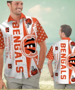 Cincinnati Bengals Short Sleeve Button Up Tropical Hawaiian Shirt VER04