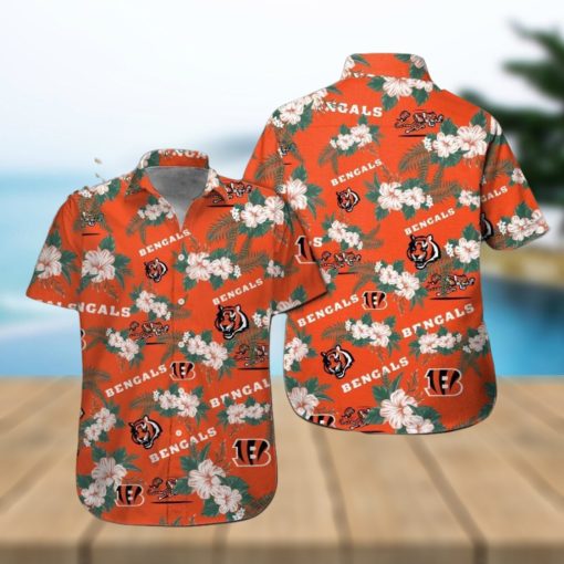 Cincinnati Bengals Short Sleeve Button Up Tropical Hawaiian Shirt VER08