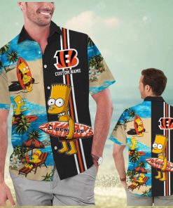 Cincinnati Bengals Simpsons Name Personalized Short Sleeve Button Up Tropical Hawaiian Shirt