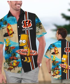 Cincinnati Bengals Simpsons Name Personalized Short Sleeve Button Up Tropical Hawaiian Shirt