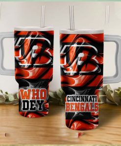 Cincinnati Bengals Who Dey Wavy Pattern Tumbler With Handle