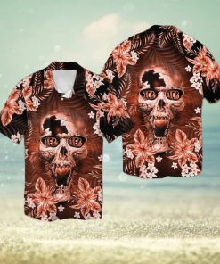 Cincinnati Bengalsskull Short Sleeve Button Up Tropical Hawaiian Shirt VER01