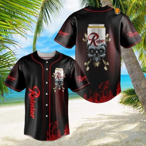 Classic Rainier Beer Skull Motif Brewer Baseball Jersey