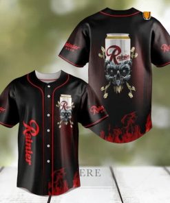 Classic Rainier Beer Skull Motif Brewer Baseball Jersey