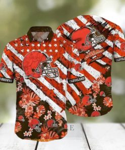 Cleveland Browns NFL Hawaiian Floral Print American Flag Beach Shirt Summer