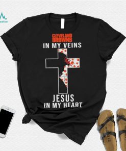 Cleveland Browns NFL In My Veins Jesus In My Heart Cross 2024 T Shirt
