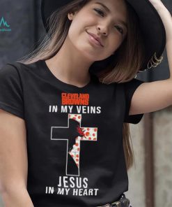 Cleveland Browns NFL In My Veins Jesus In My Heart Cross 2024 T Shirt