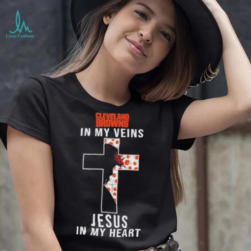 Cleveland Browns NFL In My Veins Jesus In My Heart Cross 2024 T Shirt