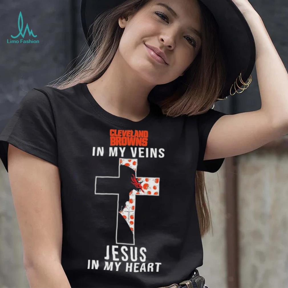 Cleveland Browns NFL In My Veins Jesus In My Heart Cross 2024 T Shirt Cleveland Browns NFL In My Veins Jesus In My Heart Cross 2024 T Shirt