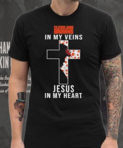 Cleveland Browns NFL In My Veins Jesus In My Heart Cross 2024 T Shirt