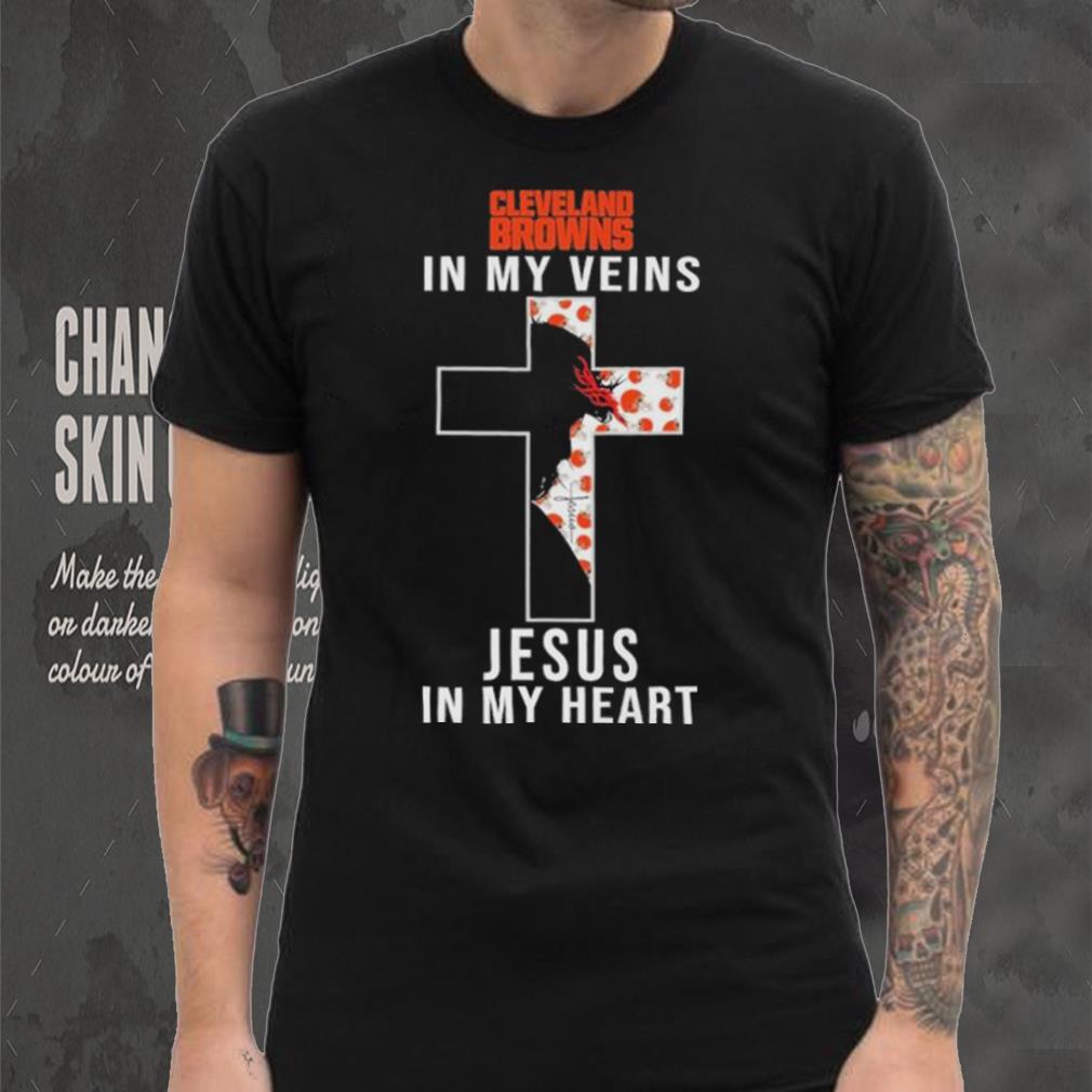 Cleveland Browns NFL In My Veins Jesus In My Heart Cross 2024 T Shirt Cleveland Browns NFL In My Veins Jesus In My Heart Cross 2024 T Shirt