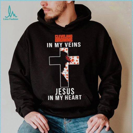 Cleveland Browns NFL In My Veins Jesus In My Heart Cross 2024 T Shirt