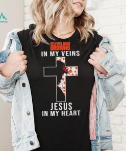 Cleveland Browns NFL In My Veins Jesus In My Heart Cross 2024 T Shirt