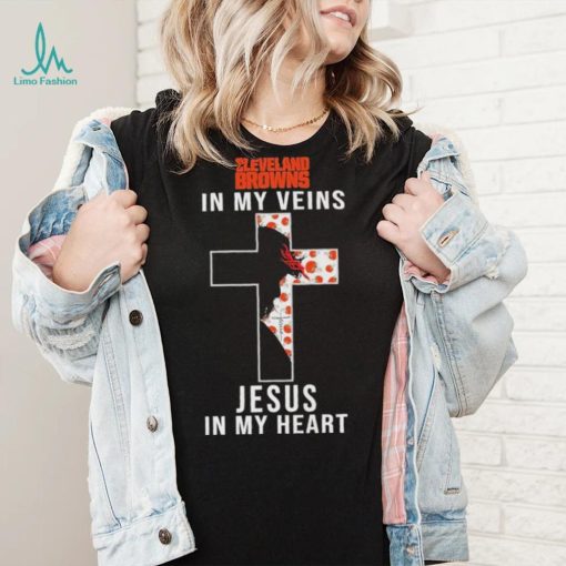 Cleveland Browns NFL In My Veins Jesus In My Heart Cross 2024 T Shirt