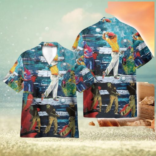 Colorful Art Playing Golf 3D Hawaiian Shirt Holiday Gift