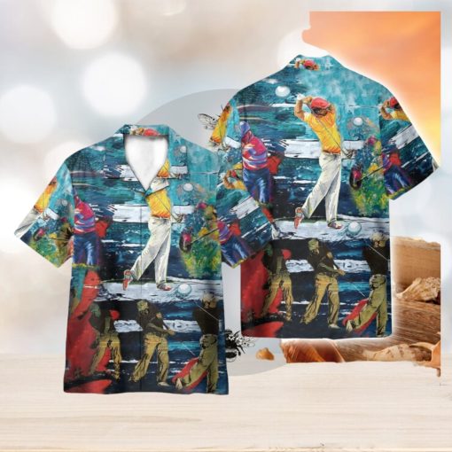 Colorful Art Playing Golf 3D Hawaiian Shirt Holiday Gift