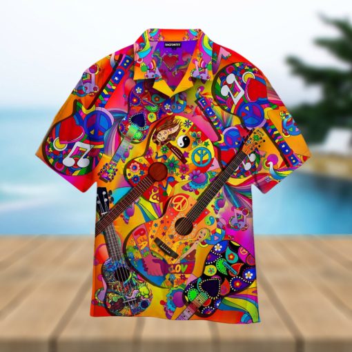 Colorful Guitar Hippie Love Music Hawaiian Shirt