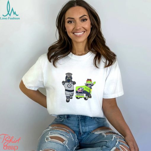 Columbus Blue Jackets VS Winnipeg Jets NHL 2024 mascot cartoon hockey shirt